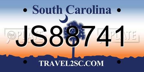 JS88741 South Carolina License Plate