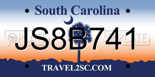 JS8B741 South Carolina License Plate