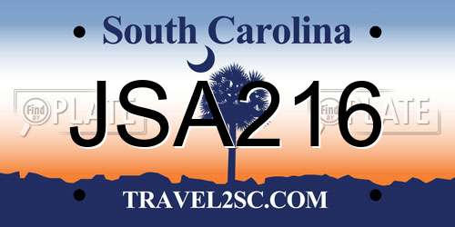 JSA216 South Carolina License Plate