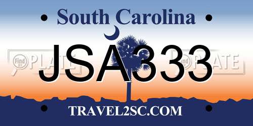 JSA333 South Carolina License Plate