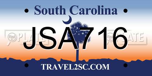 JSA716 South Carolina License Plate