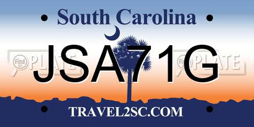JSA71G South Carolina License Plate