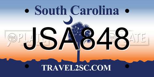 JSA848 South Carolina License Plate