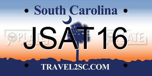 JSAT16 South Carolina License Plate