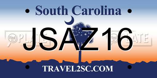 JSAZ16 South Carolina License Plate