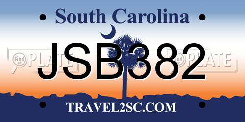 JSB382 South Carolina License Plate