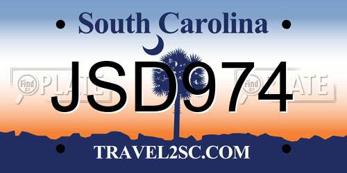 JSD974 South Carolina License Plate
