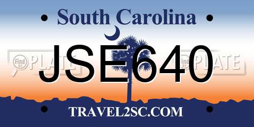JSE640 South Carolina License Plate