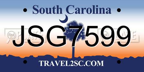 JSG7599 South Carolina License Plate