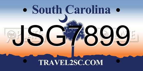 JSG7899 South Carolina License Plate