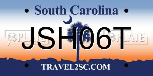 JSH06T South Carolina License Plate