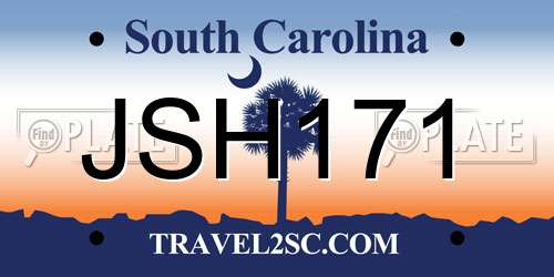 JSH171 South Carolina License Plate