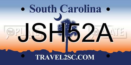 JSH52A South Carolina License Plate