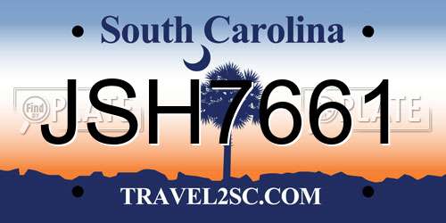 JSH7661 South Carolina License Plate