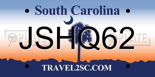 JSHQ62 South Carolina License Plate