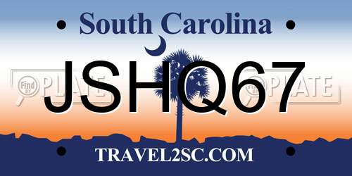JSHQ67 South Carolina License Plate