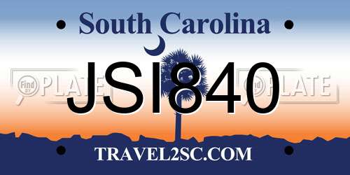 JSI840 South Carolina License Plate