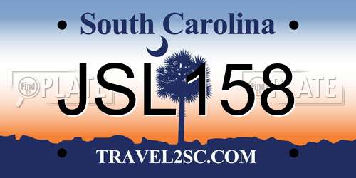 JSL158 South Carolina License Plate
