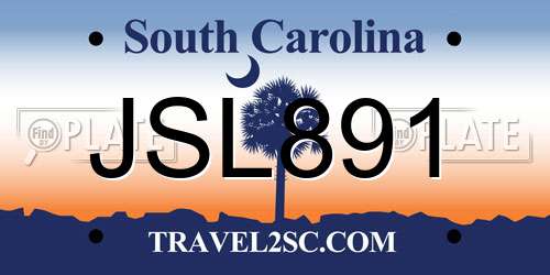JSL891 South Carolina License Plate