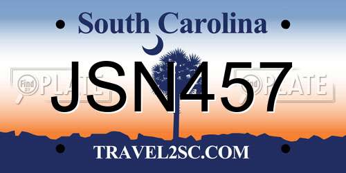 JSN457 South Carolina License Plate
