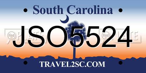 JSO5524 South Carolina License Plate