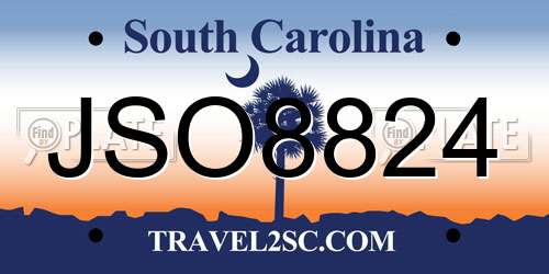JSO8824 South Carolina License Plate