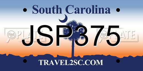 JSP375 South Carolina License Plate