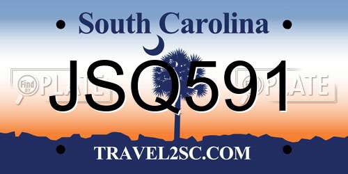 JSQ591 South Carolina License Plate