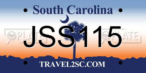 JSS115 South Carolina License Plate