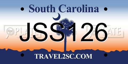 JSS126 South Carolina License Plate