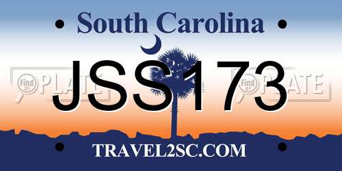 JSS173 South Carolina License Plate