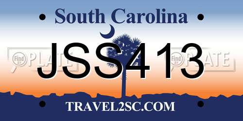 JSS413 South Carolina License Plate