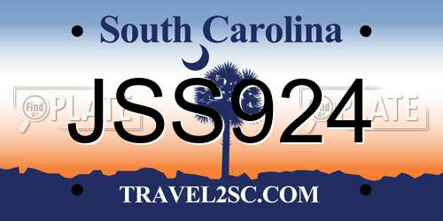JSS924 South Carolina License Plate