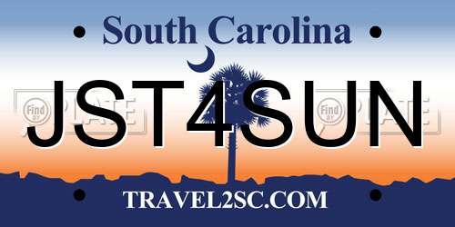 JST4SUN South Carolina License Plate