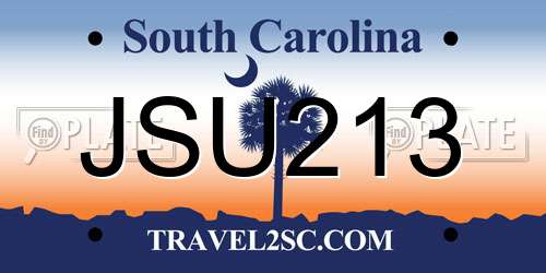 JSU213 South Carolina License Plate