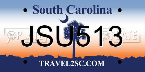 JSU513 South Carolina License Plate