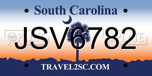 JSV6782 South Carolina License Plate