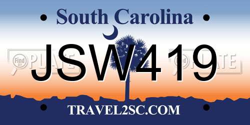 JSW419 South Carolina License Plate