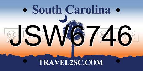 JSW6746 South Carolina License Plate