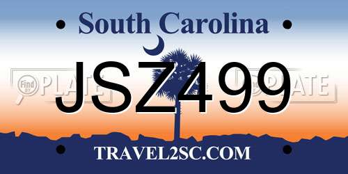 JSZ499 South Carolina License Plate