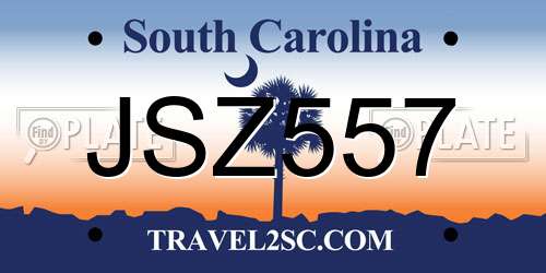 JSZ557 South Carolina License Plate