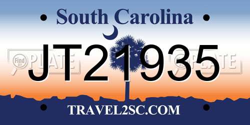 JT21935 South Carolina License Plate