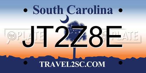 JT2Z8E South Carolina License Plate