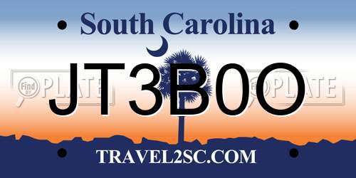 JT3B0O South Carolina License Plate