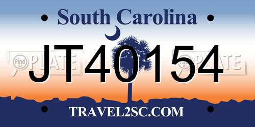 JT40154 South Carolina License Plate