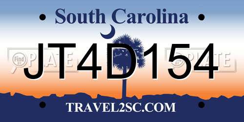 JT4D154 South Carolina License Plate