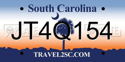 JT4Q154 South Carolina License Plate