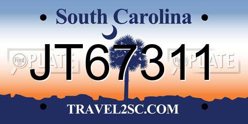 JT67311 South Carolina License Plate