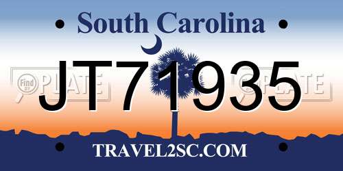 JT71935 South Carolina License Plate