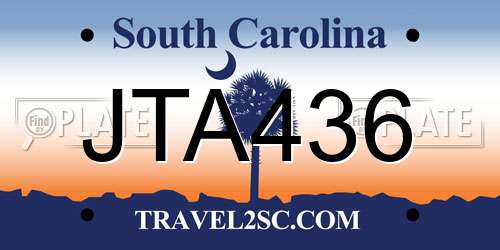 JTA436 South Carolina License Plate